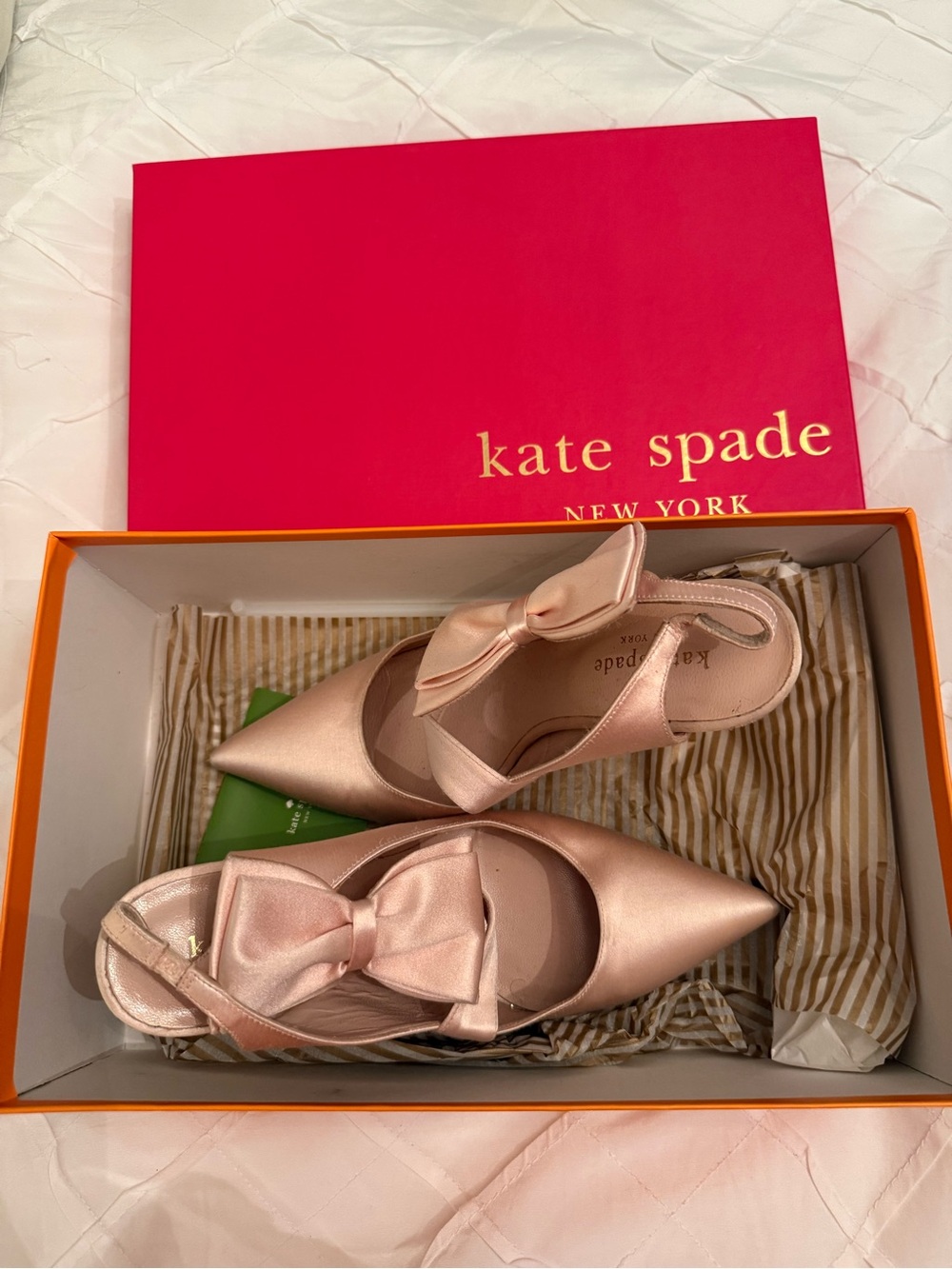 kate spade Women's Satin Bow Pointed-Toe Flats - Blush Pink
